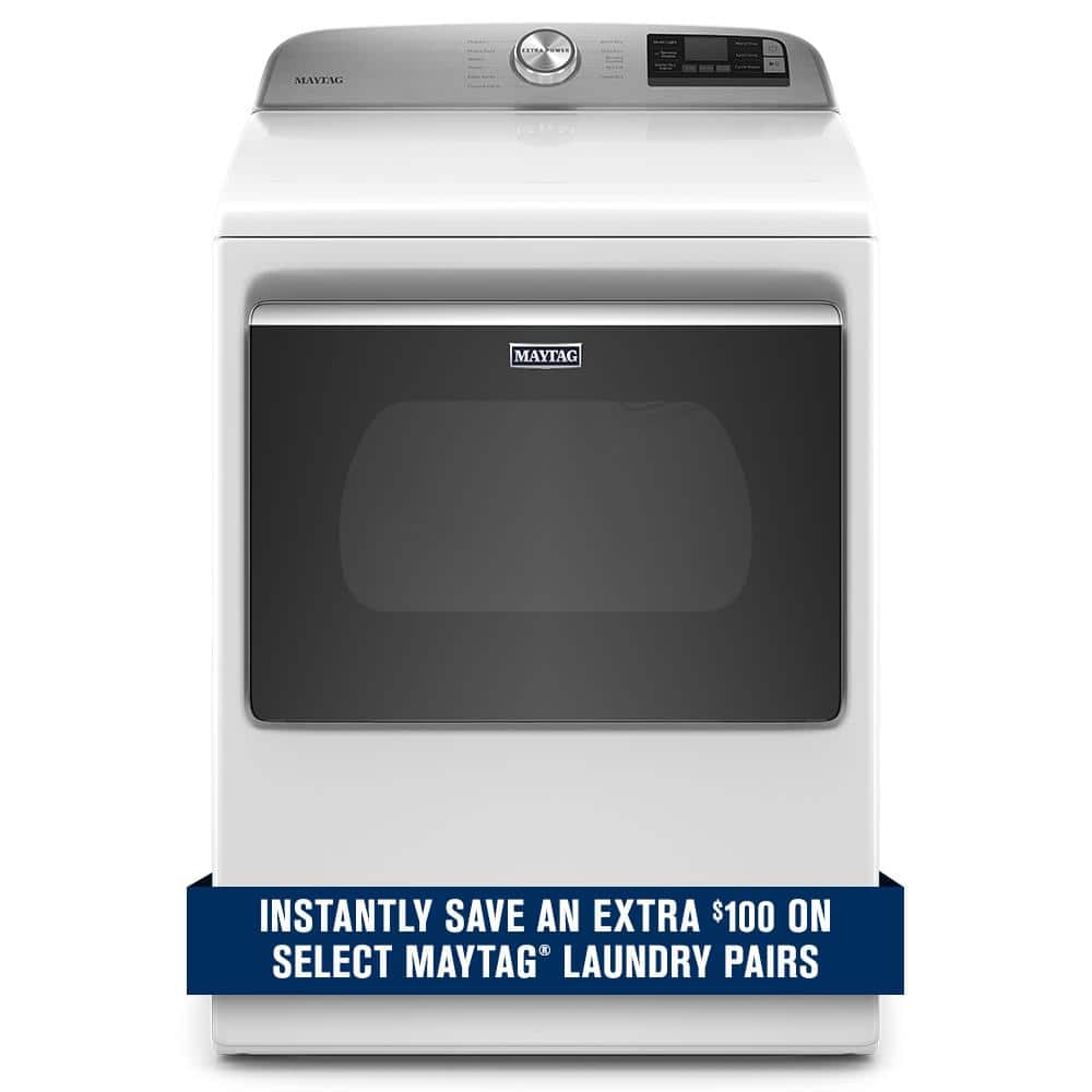 Maytag 7.4 cu. ft. 120Volt Smart Capable White Gas Dryer with Hamper