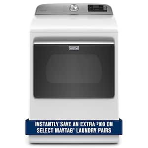 7.4 cu. ft. 120-Volt Smart Capable White Gas Dryer with Hamper Door