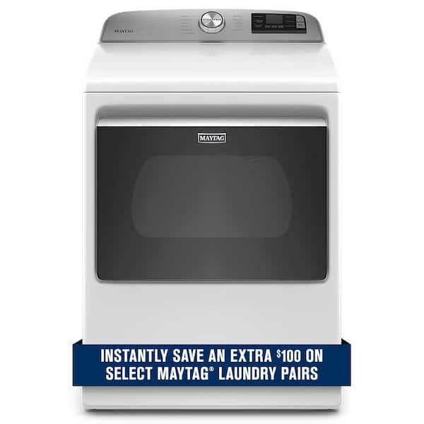 Maytag 7.4 cu. ft. 120-Volt Smart Capable White Gas Dryer with Hamper Door