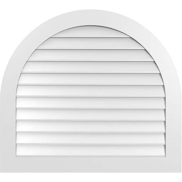Ekena Millwork 40 in. x 36 in. Round Top Surface Mount PVC Gable Vent: Decorative with Standard Frame