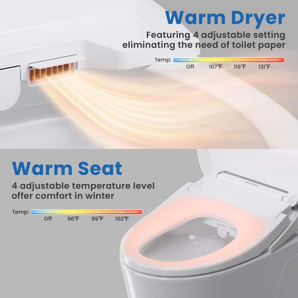 White Ceramic Elongated Dual Flush Bidet Toilet Combo