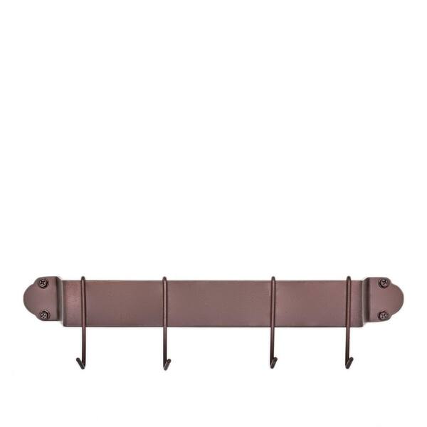 Old Dutch 18 in. Oiled Bronze Bar Rack with 4 Hooks