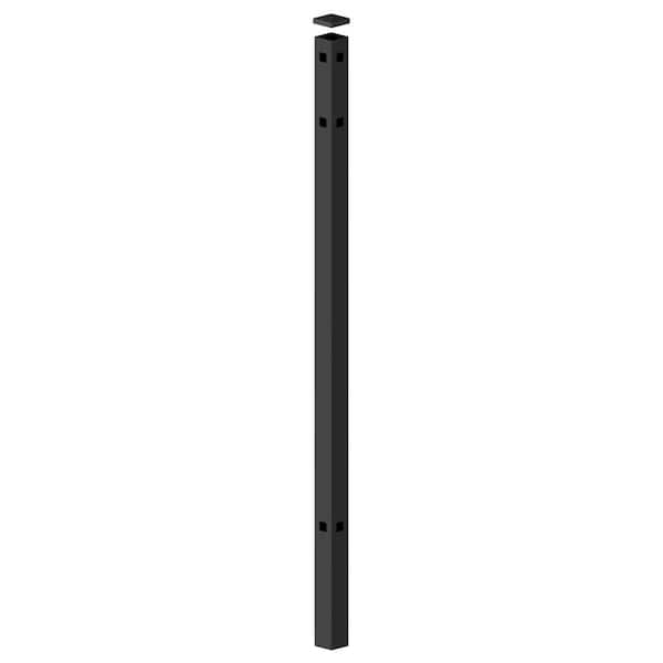 Barrette Outdoor Living Natural Reflections 2.5 in. x 2.5 in. x 70 in. Black Aluminum Heavy-Duty Fence Corner Post