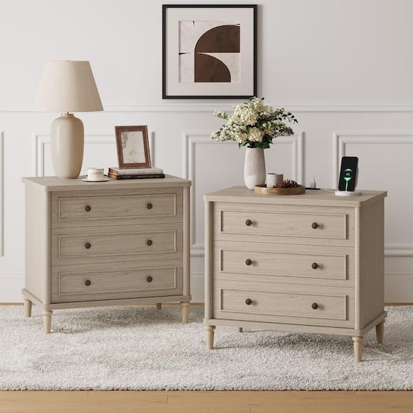 Yaheetech Bedside Tables Set Of 2 PCs, White Bedside Cabinets With 2