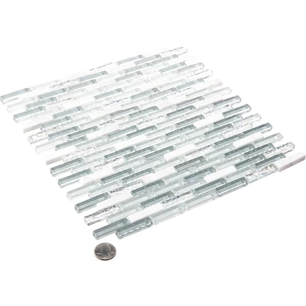 Loic Rectangle 1.63 in. x 10.25 in. Matte Riviera Gray Glass Mosaic Tile Sample
