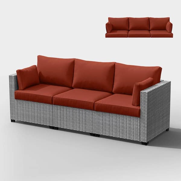 25.6 in. x 23.6 in. x 4 in. (8-Piece) Deep Seating Outdoor Lounge Chair Sofa Cushion with Lumber Pillow Cushion Terra