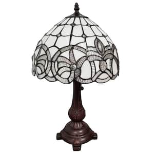 19 in. White Tiffany Style Vintage Table Lamp