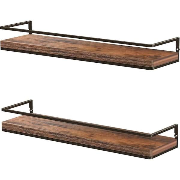 16.9 in. W x 4.7 in. D Rustic Brown Floating Shelves Decorative Wall Shelf (Set of 2)