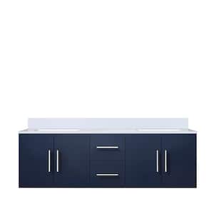 Geneva 60 in. W x 22 in. D Navy Blue Double Bath Vanity and Cultured Marble Top
