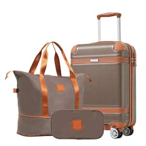 3-Piece Coppery ABS Hardshell Spinner 20 in. Luggage Set with Travel Duffel Bag Toiletry Bag
