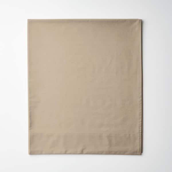 Company Cotton Cocoa Solid 300-Thread Count Cotton Percale California King Deep Pocket Flat Sheet