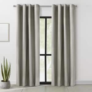Alpine Light Grey Polyester Solid 52 in. W x 95 in. L Grommet Indoor Blackout Curtain (Single Panel)