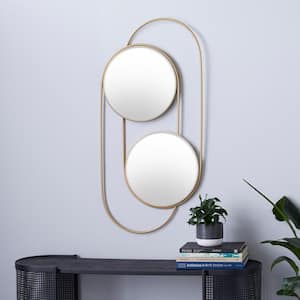 43 in. x 20 in. Layered Oval Round Framed Gold Wall Mirror