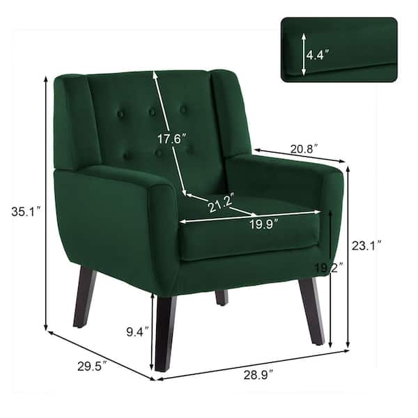Uixe Retro Green Velvet Upholstery Arm Chair (Set of 1) SF0003