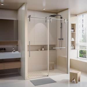 60 in. W X 75 in. H Sliding Frameless Shower Door in Silver with Tempered Glass