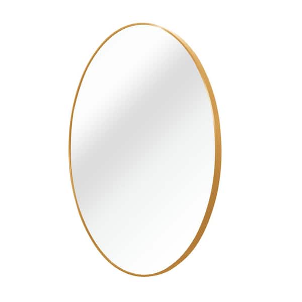 24 in. W x 24 in. H Round Framed Wall Mounted Bathroom Vanity Mirror in Gold