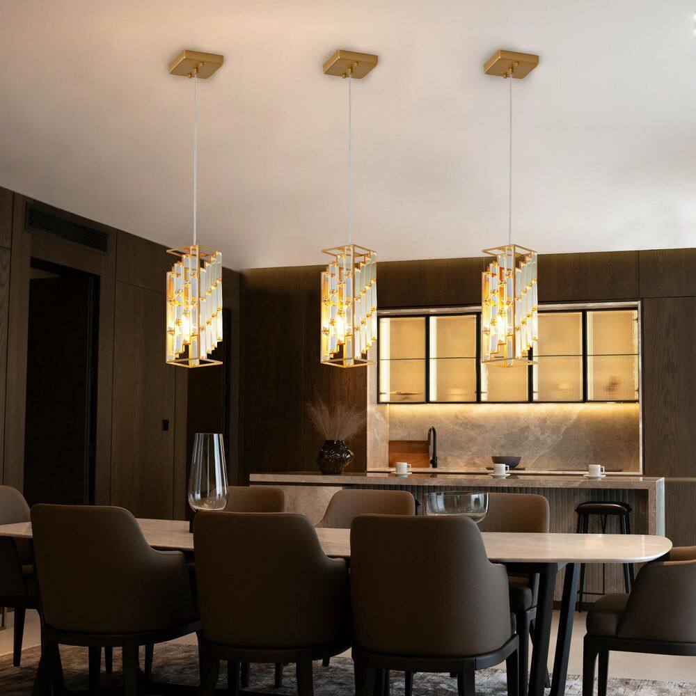 Modern 3 Pack 1-Light Golden Finish with Crystal Accents Cylinder Pendant Chandelier for Kitchen Island(No Bulbs) price history on PriceWatchPro