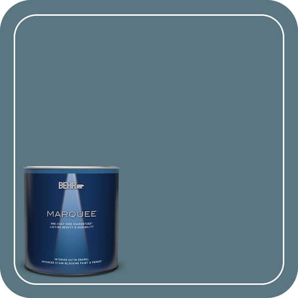 BEHR MARQUEE 1 qt. #MQ5-26 Hampton Surf One-Coat Hide Satin Enamel Interior Paint & Primer
