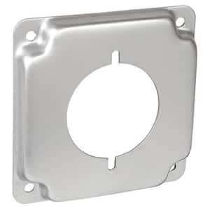 4 in. W Steel Metallic 1-Gang Exposed Work Square Cover for 2.141 in. Dia 30 Amp to 50 Amp Round Receptacle (1-Pack)