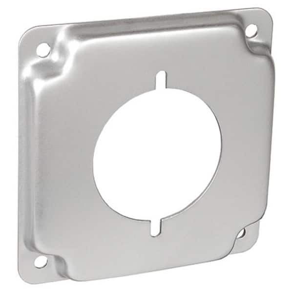 Southwire 4 in. W Steel Metallic 1-Gang Exposed Work Square Cover for 2.141 in. Dia 30 Amp to 50 Amp Round Receptacle (1-Pack)