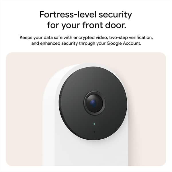 Nest Doorbell (Wired, 3rd Gen) - Smart Wi-Fi Video Doorbell Camera - Snow