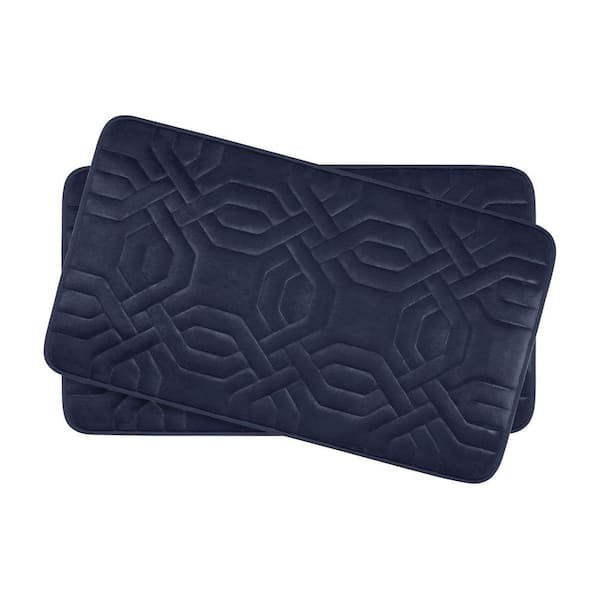 BounceComfort Chain Ring Indigo 17 in. x 24 in. Memory Foam 2-Piece Bath Mat Set