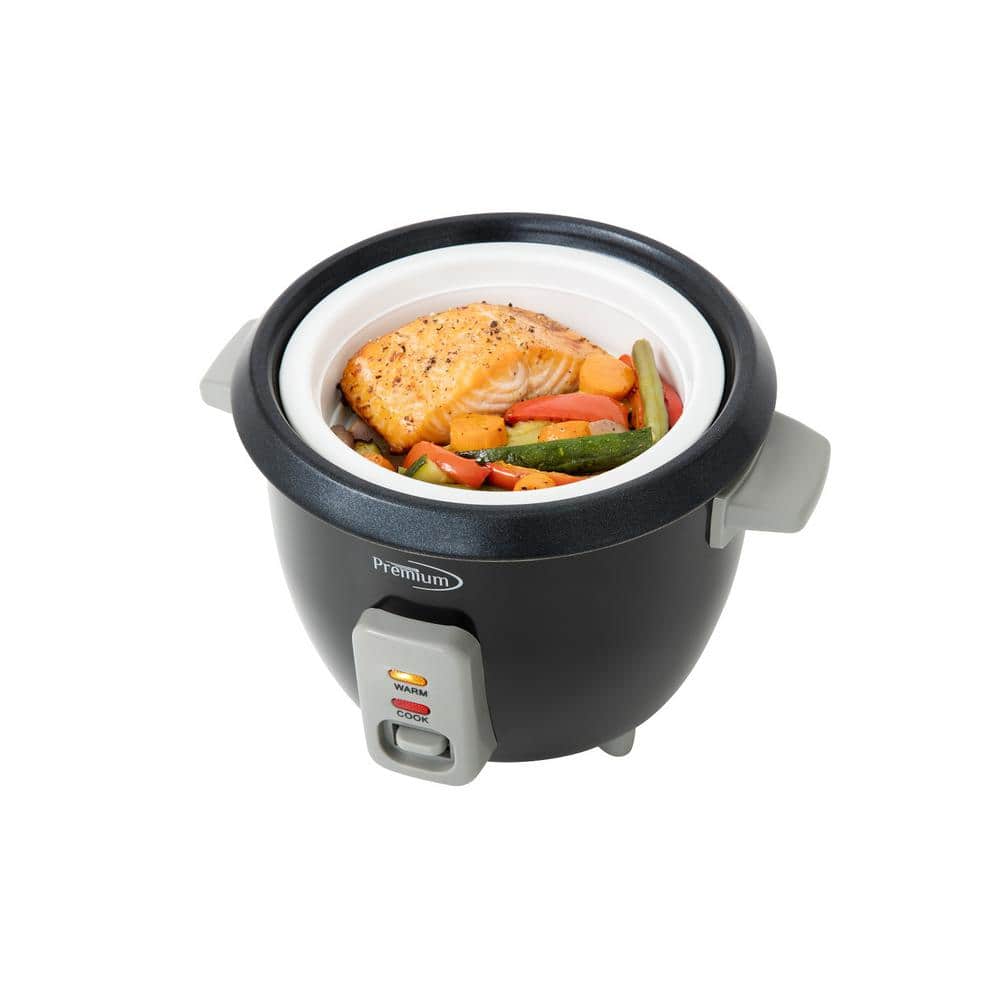 6-Cup Black Electric Non-Stick Rice Cooker with Steamer