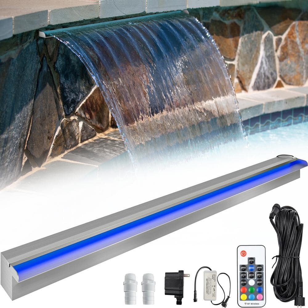 DEXTRUS 48 in. Pool Fountain Stainless Steel Pool Waterfall