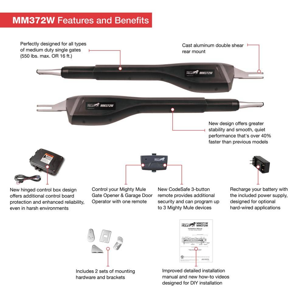 Mighty Mule Black Dual Automatic Gate Opener Kit