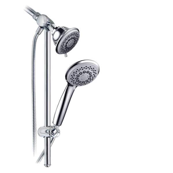 Hotel Spa 6-Spray Hand Shower and Shower Head Combo Kit with 22 in. Slide Bar in Polished Chrome (Valve Included)