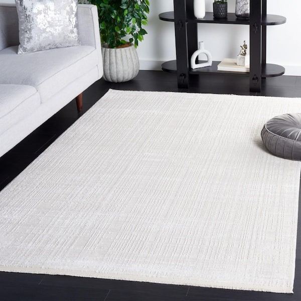 Whisper 7 ft. x 7 ft. Ivory/Ivory Solid Crosstitch Square Area Rug