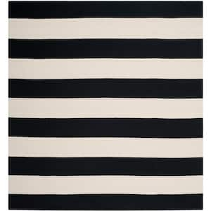 Montauk Black/Ivory 4 ft. x 4 ft. Square Striped Area Rug