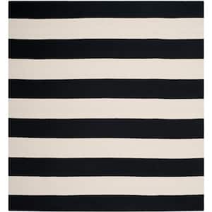 Montauk Black/Ivory 6 ft. x 6 ft. Square Striped Area Rug