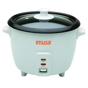 5-Cup Non-Stick White Rice Cooker with Non-Stick Cooking Pot