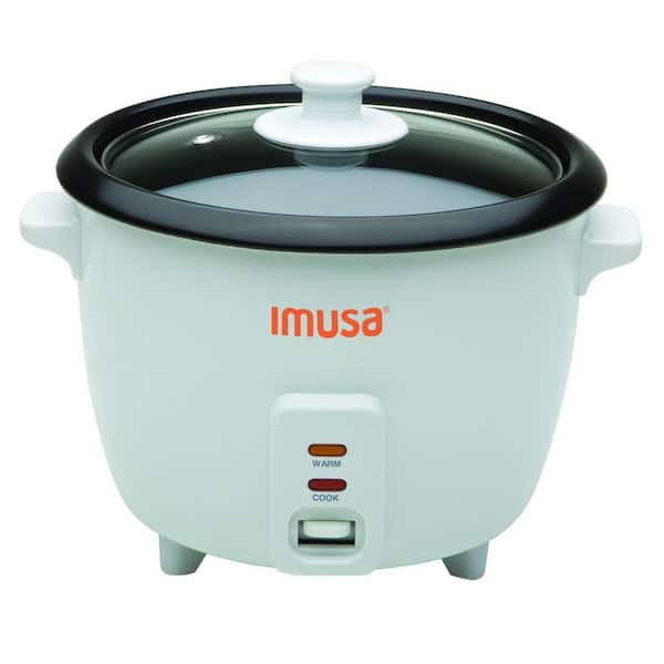 IMUSA 5-Cup Non-Stick White Rice Cooker with Non-Stick Cooking Pot
