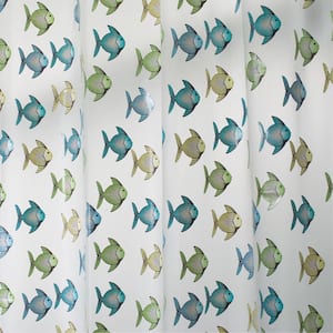 72 in. Fishy Shower Curtain in Blue/Green