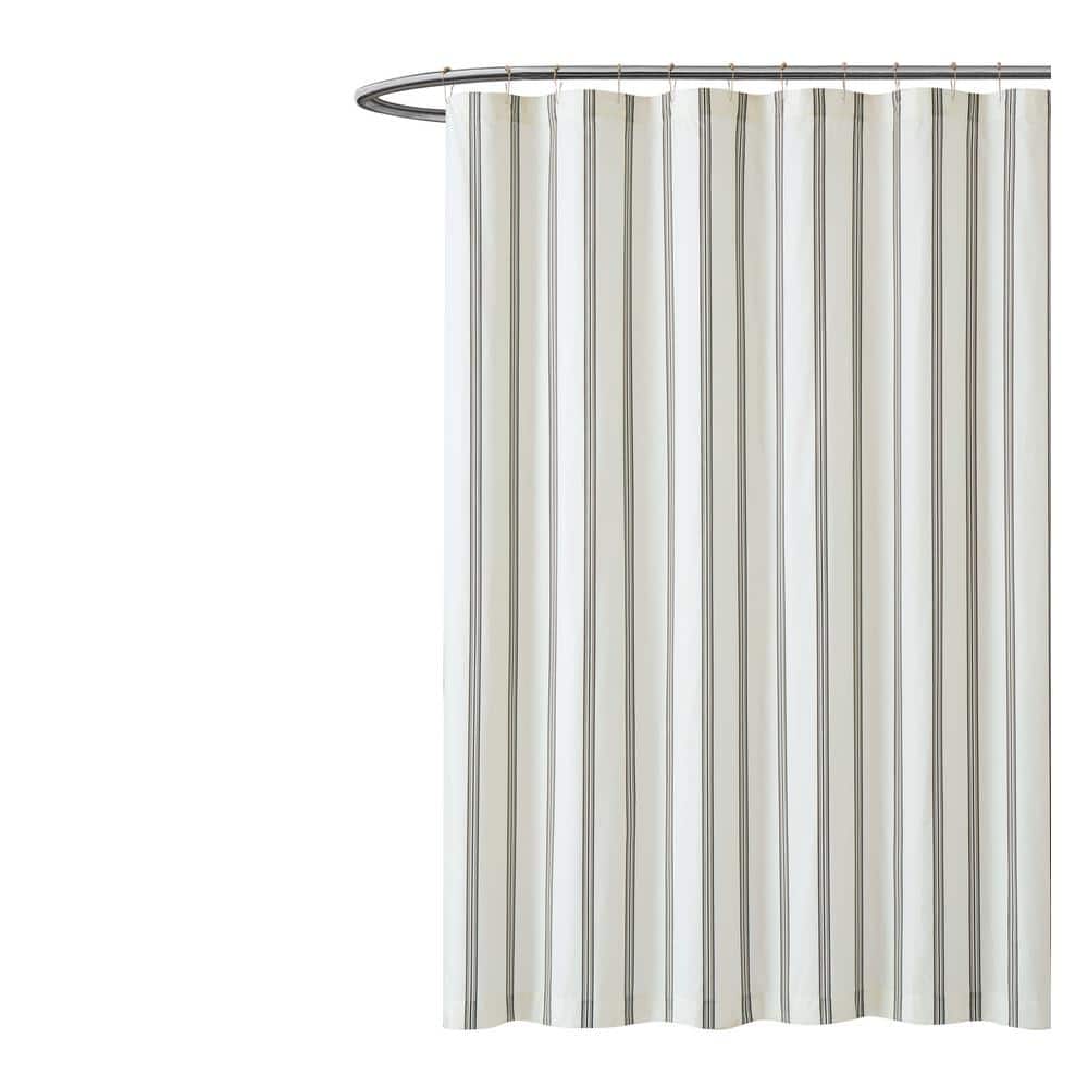 Black and White Striped Microfiber Shower Curtain