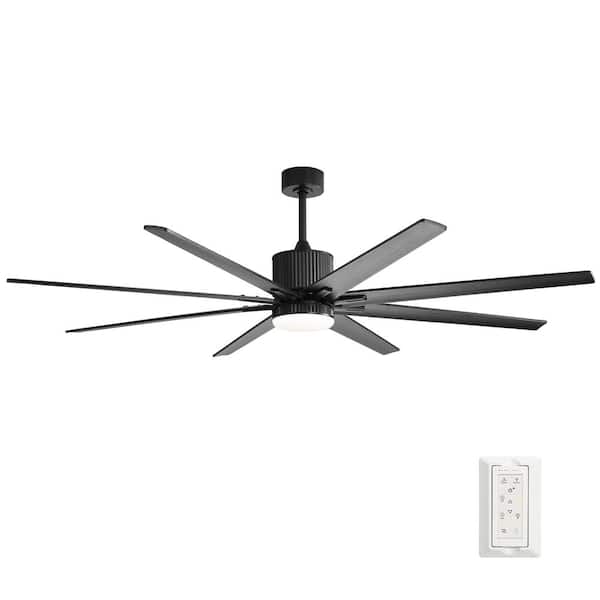 76 in. Smart Indoor/Outdoor Black LED Ceiling Fan with APP, Remote and Wall Control, Reversible DC Motor, Black