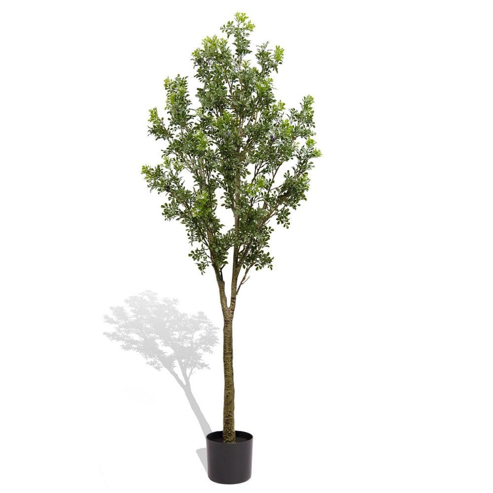 5.9 ft. Artificial Plant Olive Trees in Pot, Large Artificial Curved Branch