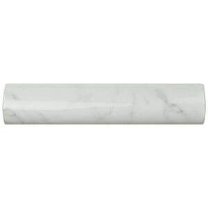 Classico Carrara Glossy Pencil Bullnose 1-1/4 in. x 6 in. Ceramic Wall Trim Tile