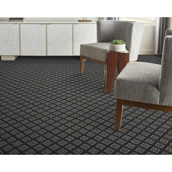 Diamond Park Onyx Brown 13.2 ft. 32.44 oz. Nylon Pattern Installed Carpet
