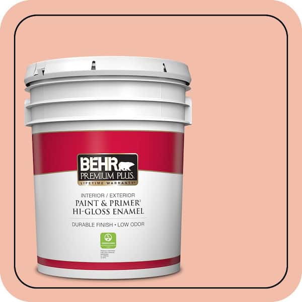 BEHR PREMIUM PLUS 5 gal. Home Decorators Collection #HDC-CT-14A Sunkissed Apricot Hi-Gloss Enamel Interior/Exterior Paint & Primer