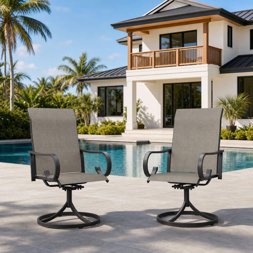 2-Piece Swivel Outdoor Dining Chairs with 360° Rotation Base and All-Weather Breathable Textilene Fabric in Brown price history on PriceWatchPro