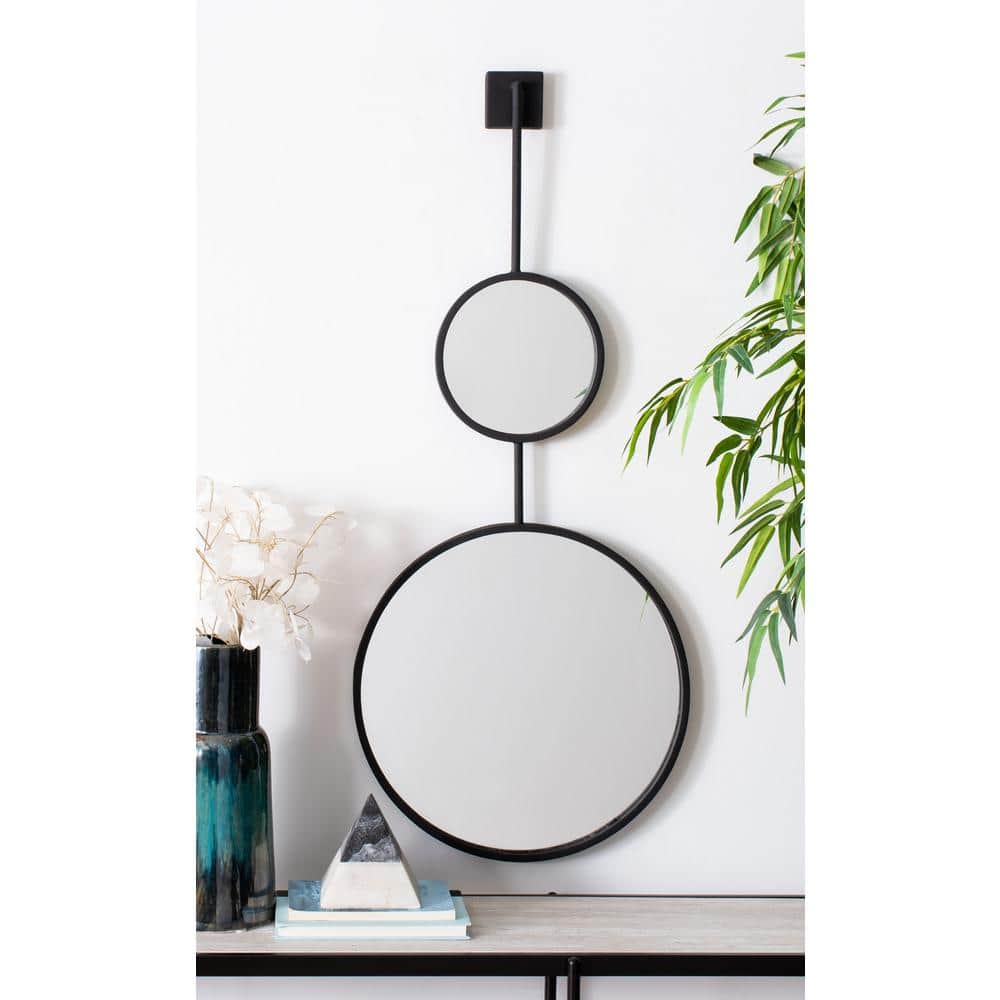 Contemporary 42" Oval Black Wood Accent Mirror