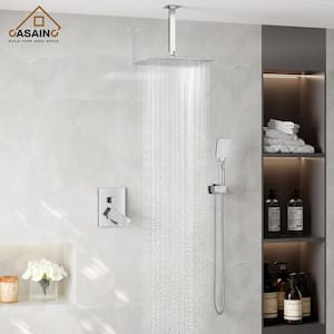3-Spray Pattern 12 in. Ceiling Mount Shower System / Set Shower Head and Functional Handheld, Chrome (Valve Included)