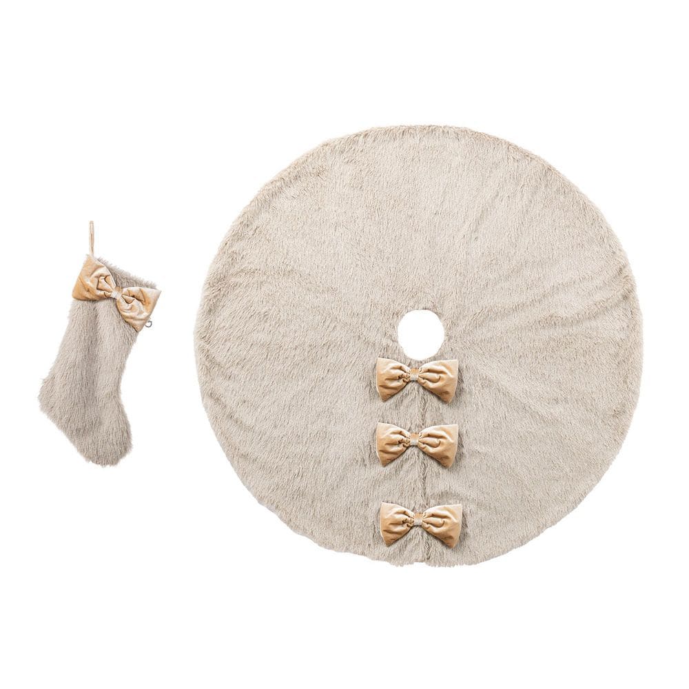 21 in. H aux Fox Fur Christmas Stocking with Bow and a 48 in. D Tree Skirt (Set of 2) price history on PriceWatchPro