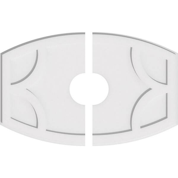 Ekena Millwork 32 in. W x 21-3/8 in. H x 6 in. ID x 1 in. P Kailey Architectural Grade PVC Contemporary Ceiling Medallion (2-Piece)