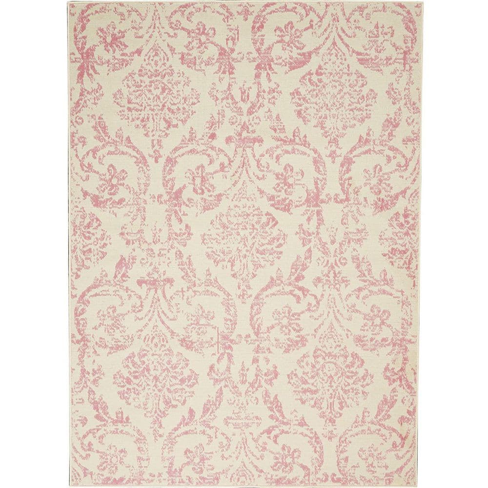 Pink Polypropylene 4 ft. x 6 ft. Geometric Indoor Area Rug