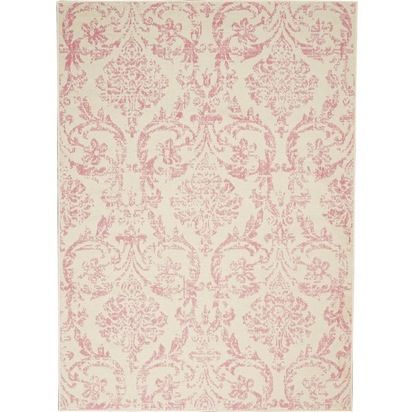 Unbranded Pink Polypropylene 4 ft. x 6 ft. Geometric Indoor Area Rug