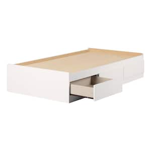Gramercy, Pure White Particle Board Frame Twin Platform Bed with 3-Drawers